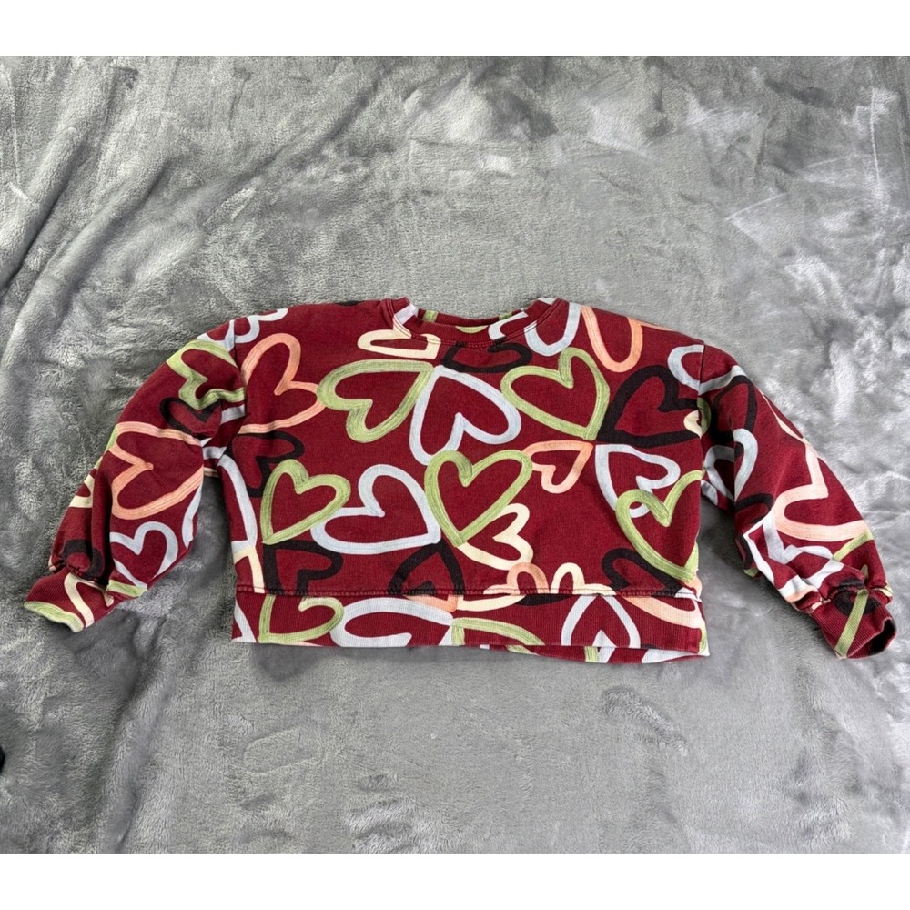 Molo Sweatshirt Girls Size 128 Burgundy Crew Neck Long Sleeve